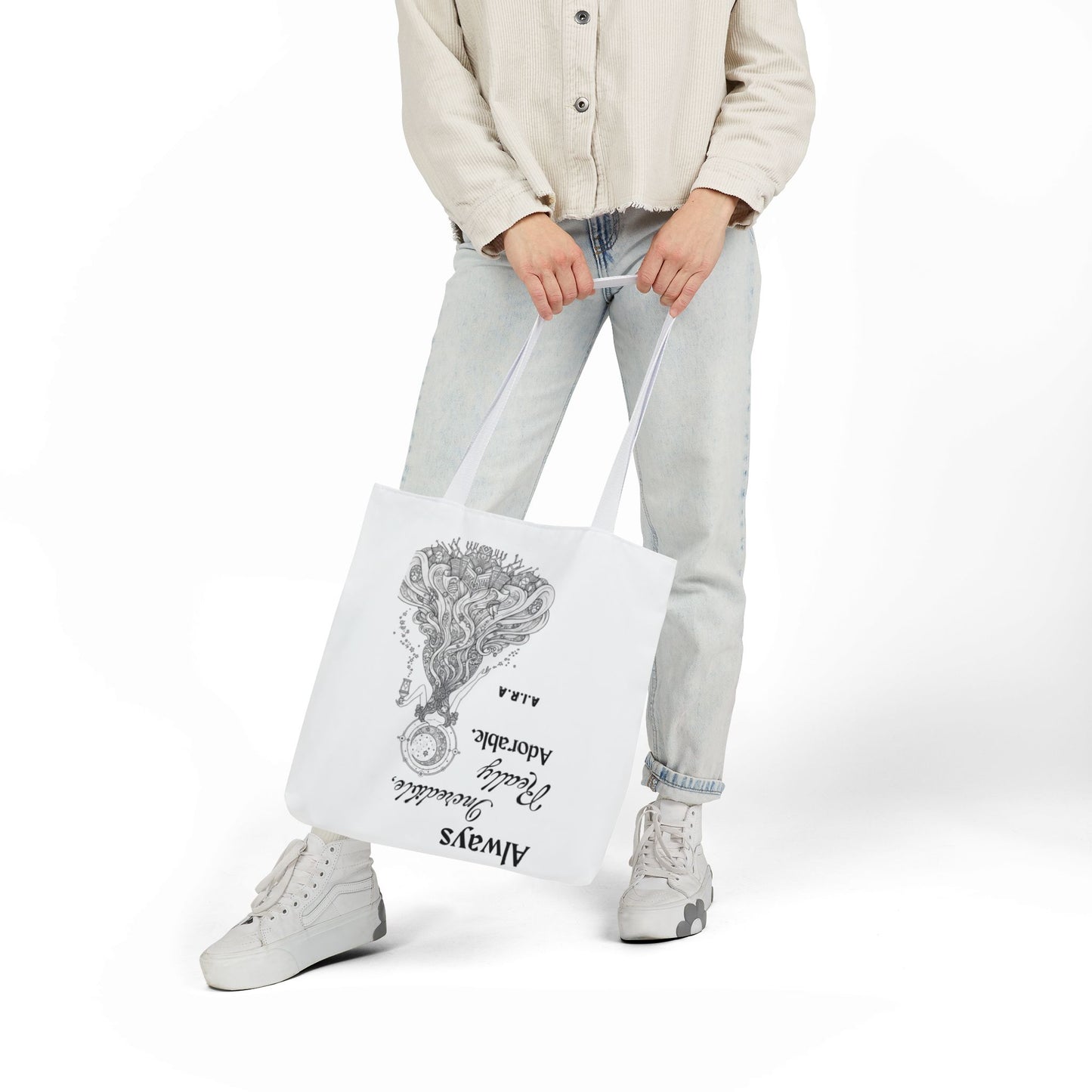 Personalized Initial Quote Light Girl Canvas Tote Custom Name