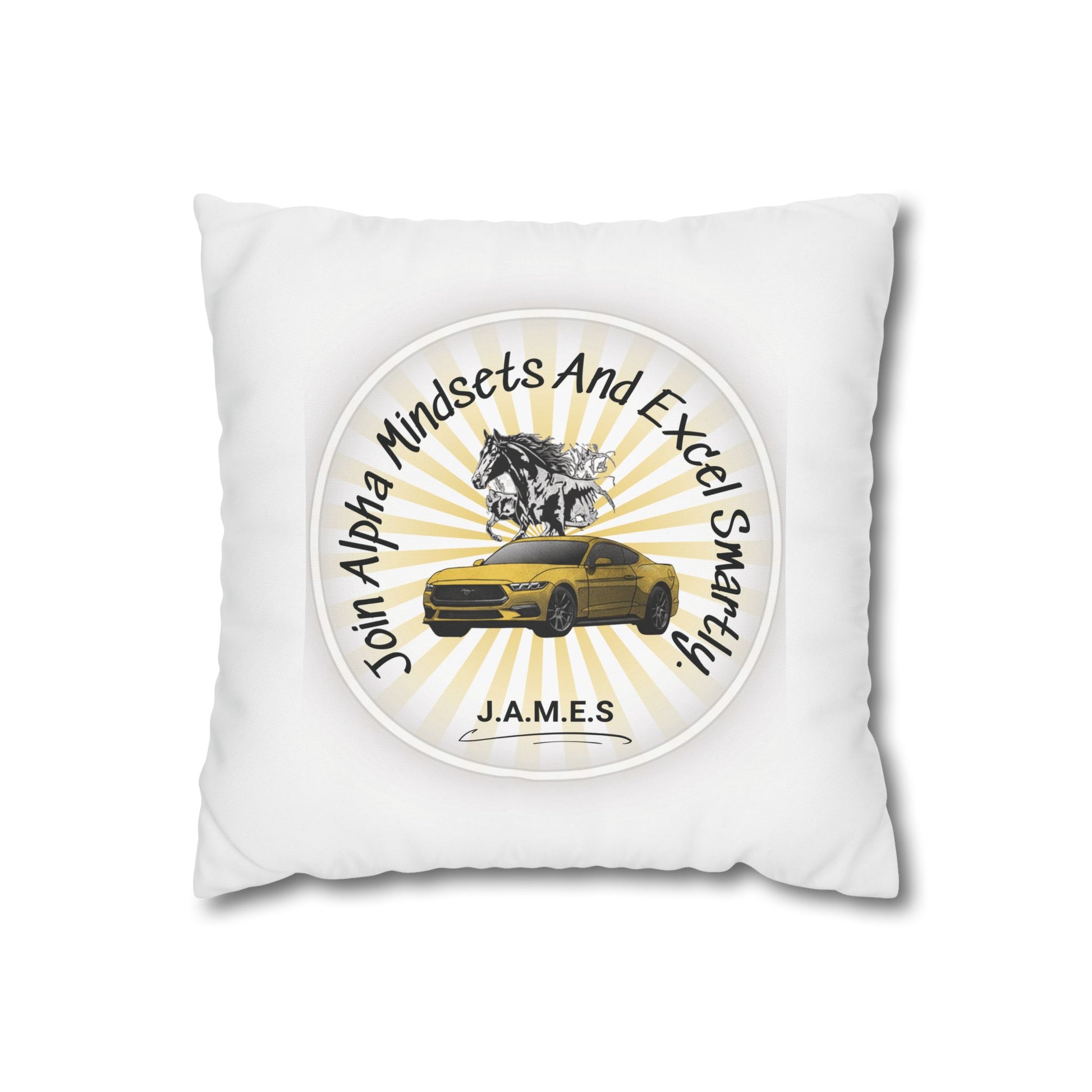 Customized monogrammed pillowcase with personalized quote. High-quality poly canvas square cushion cover, ideal for housewarming, wedding, or anniversary gifts with bespoke text.