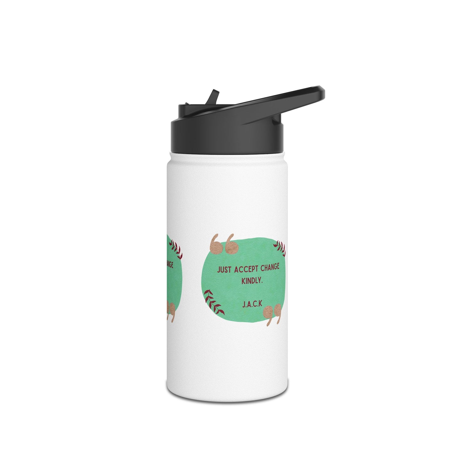 Personalized Initial Quote Oval Note Stainless Steel Water Bottle