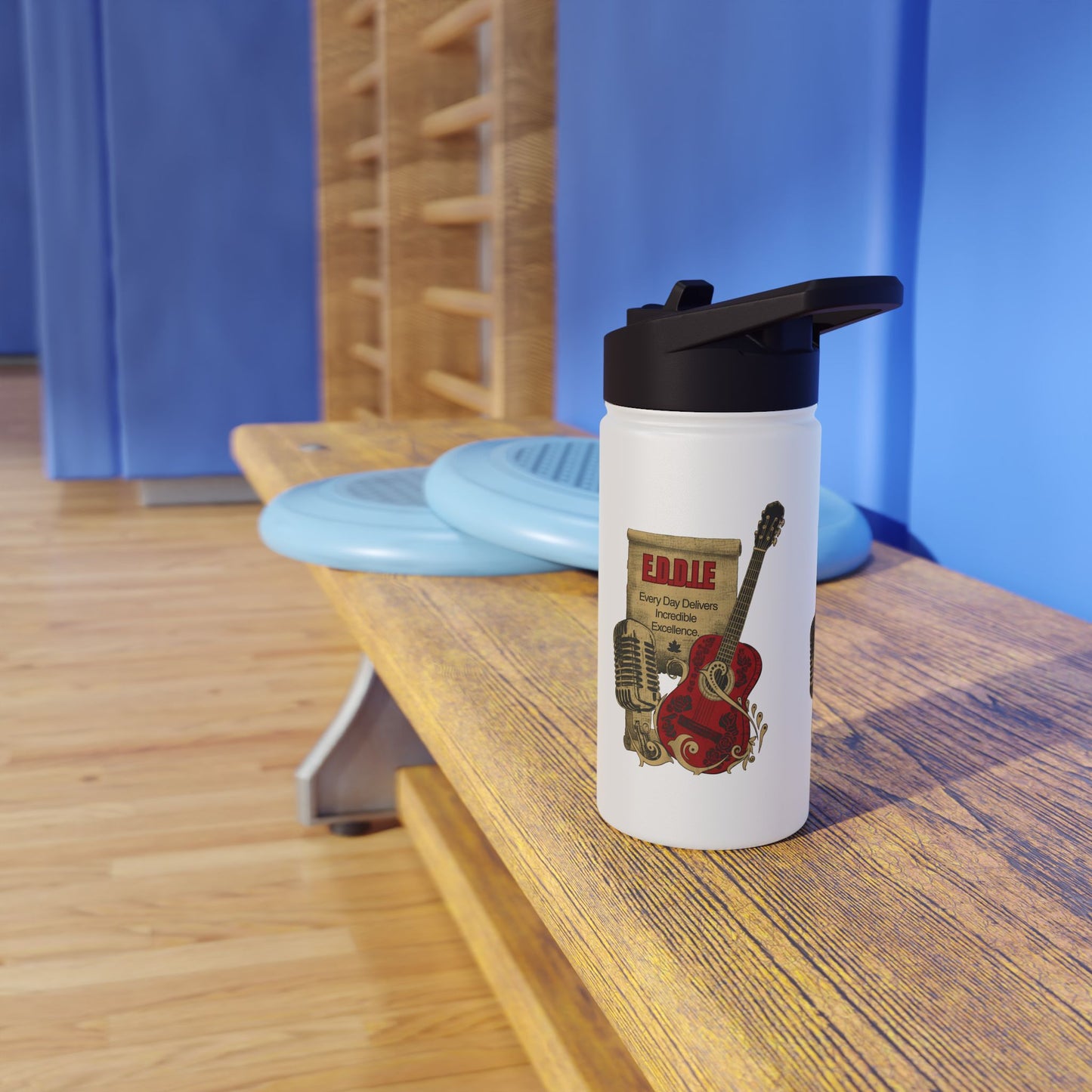 Personalized Initial Quote Guitar Stainless Steel Water Bottle