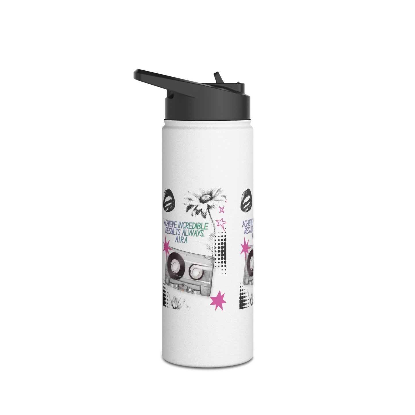 Personalized Initial Quote Cassette Stainless Steel Water Bottle