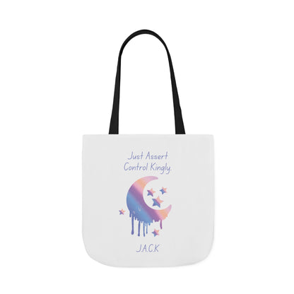 Personalized Initial Quote Moon Dripping Canvas Tote Custom Name