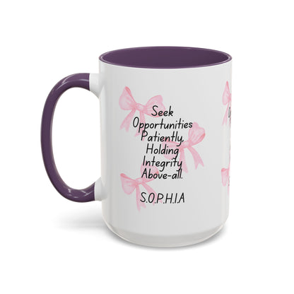 Personalized Pink Bow Accent Coffee Mug