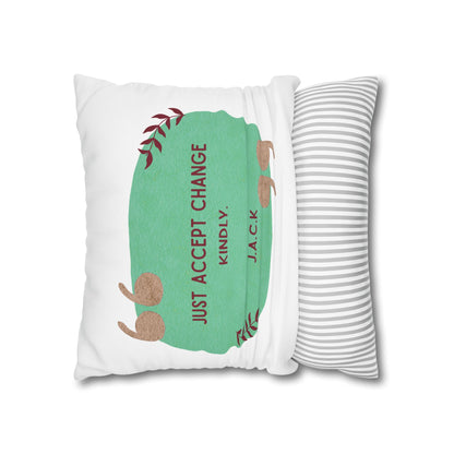 Personalized Initial Quote Oval Note — Custom Sayings on Square Poly Canvas Pillowcase