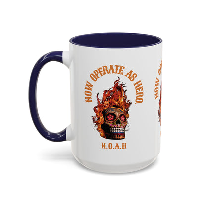 Personalized Initial Fire Skull Accent Coffee Mug