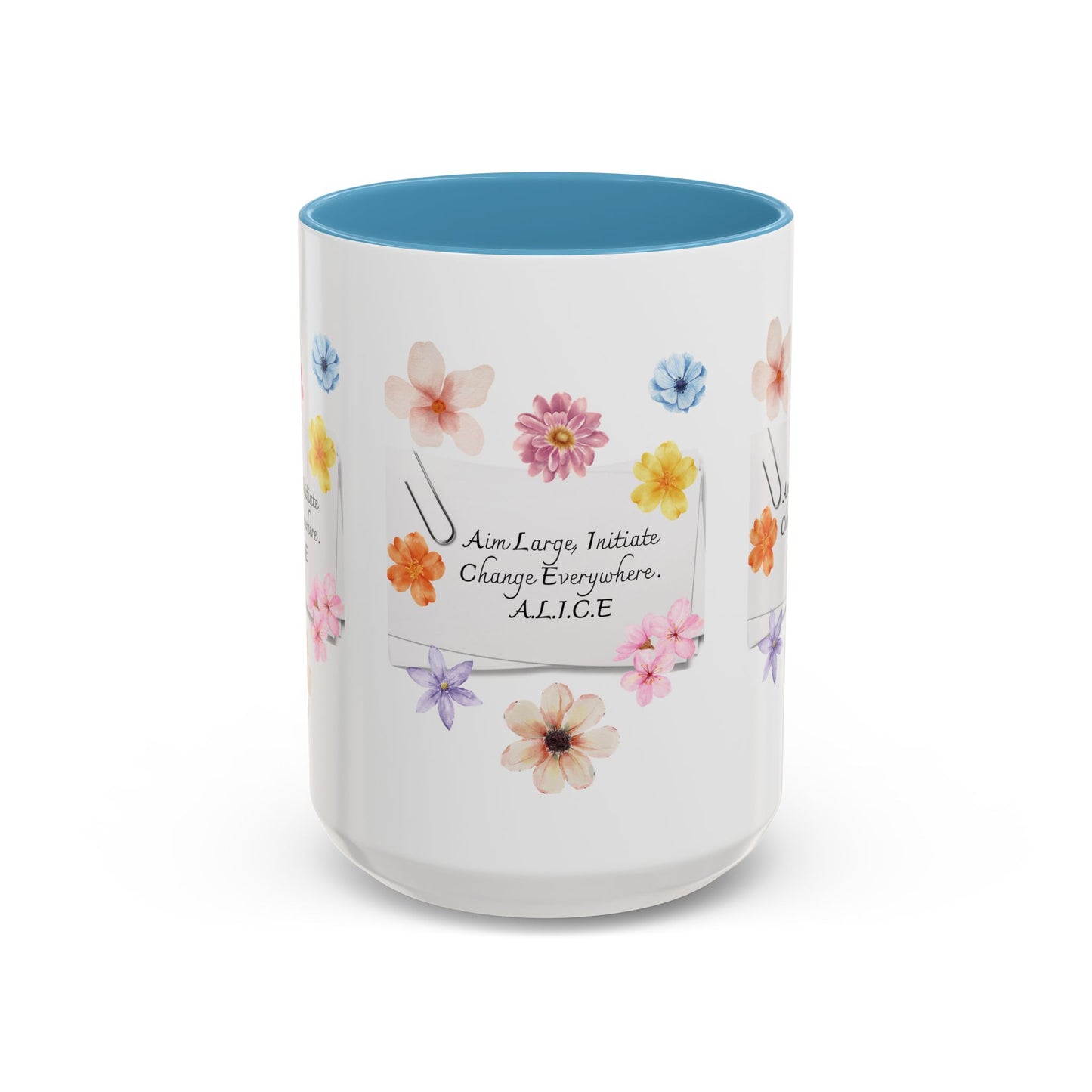 Personalized Floral Clip Note Accent Coffee Mug