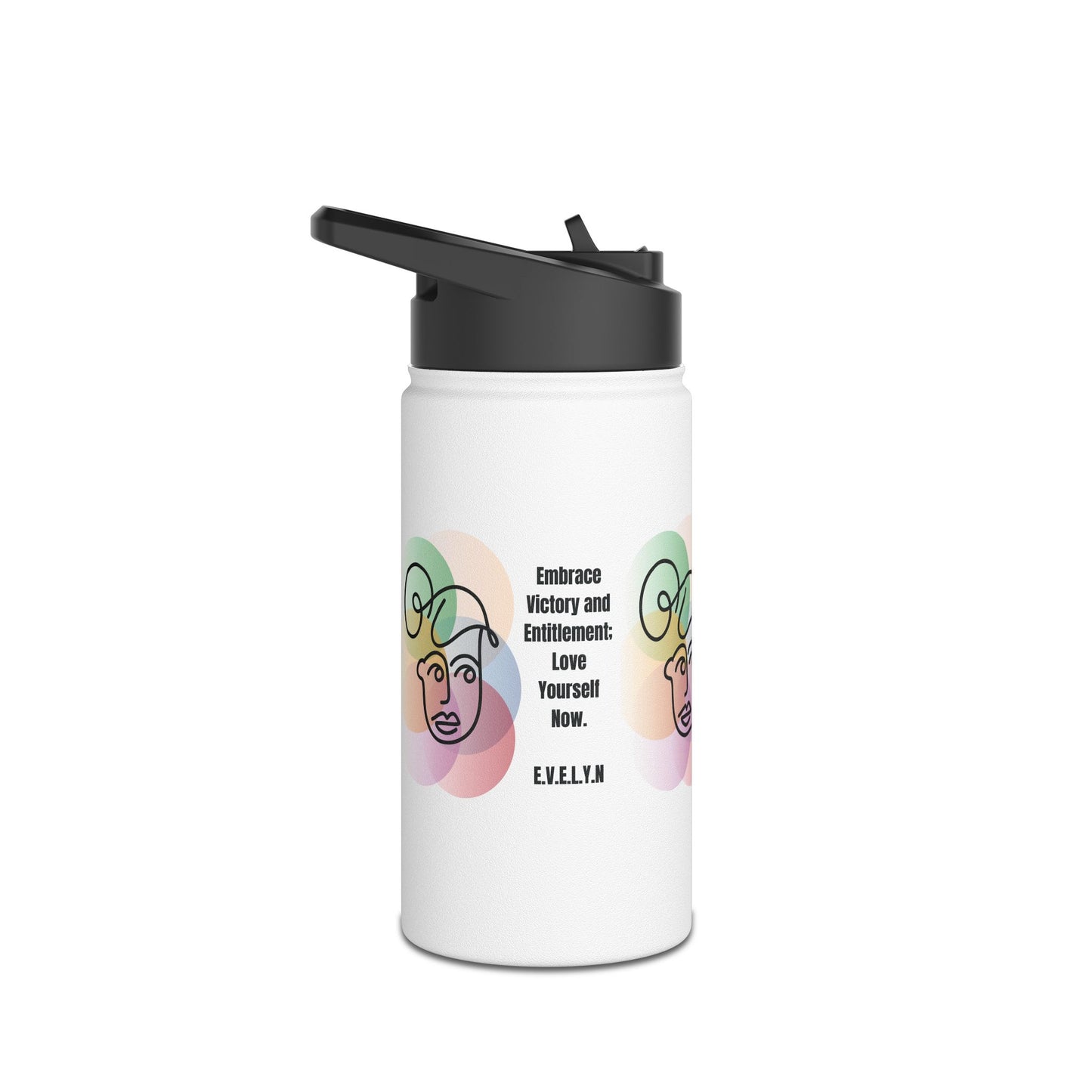 Personalized Initial Quote Sketch Girl Stainless Steel Water Bottle