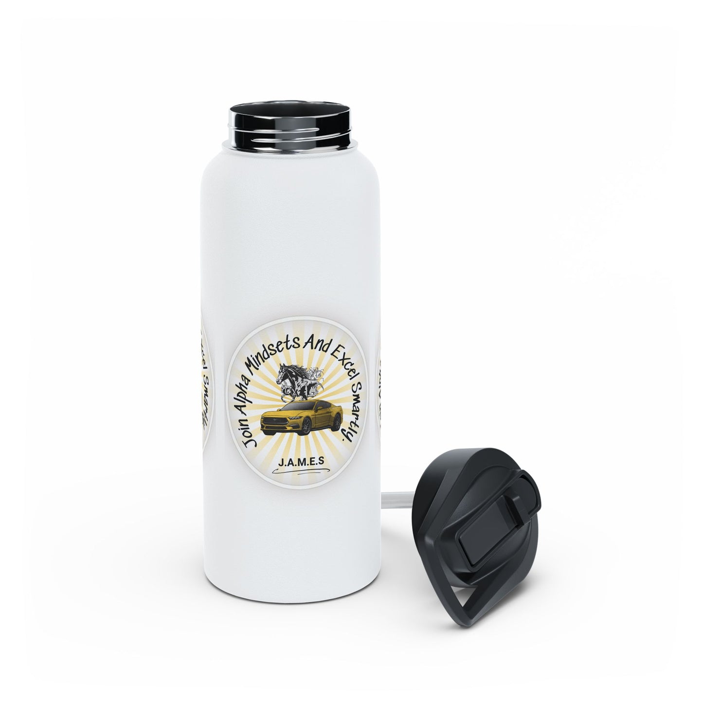 Personalized Initial Quote Horse Car Stainless Steel Water Bottle