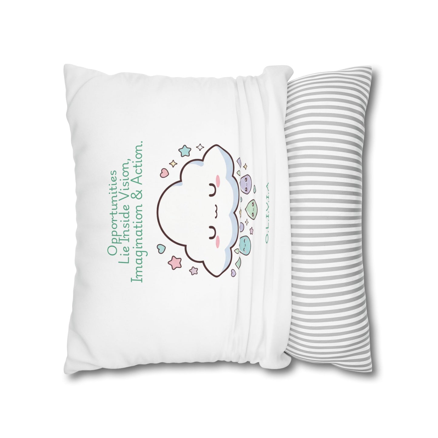 Personalized Initial Quote Cloud Dripping — Custom Sayings on Square Poly Canvas Pillowcase
