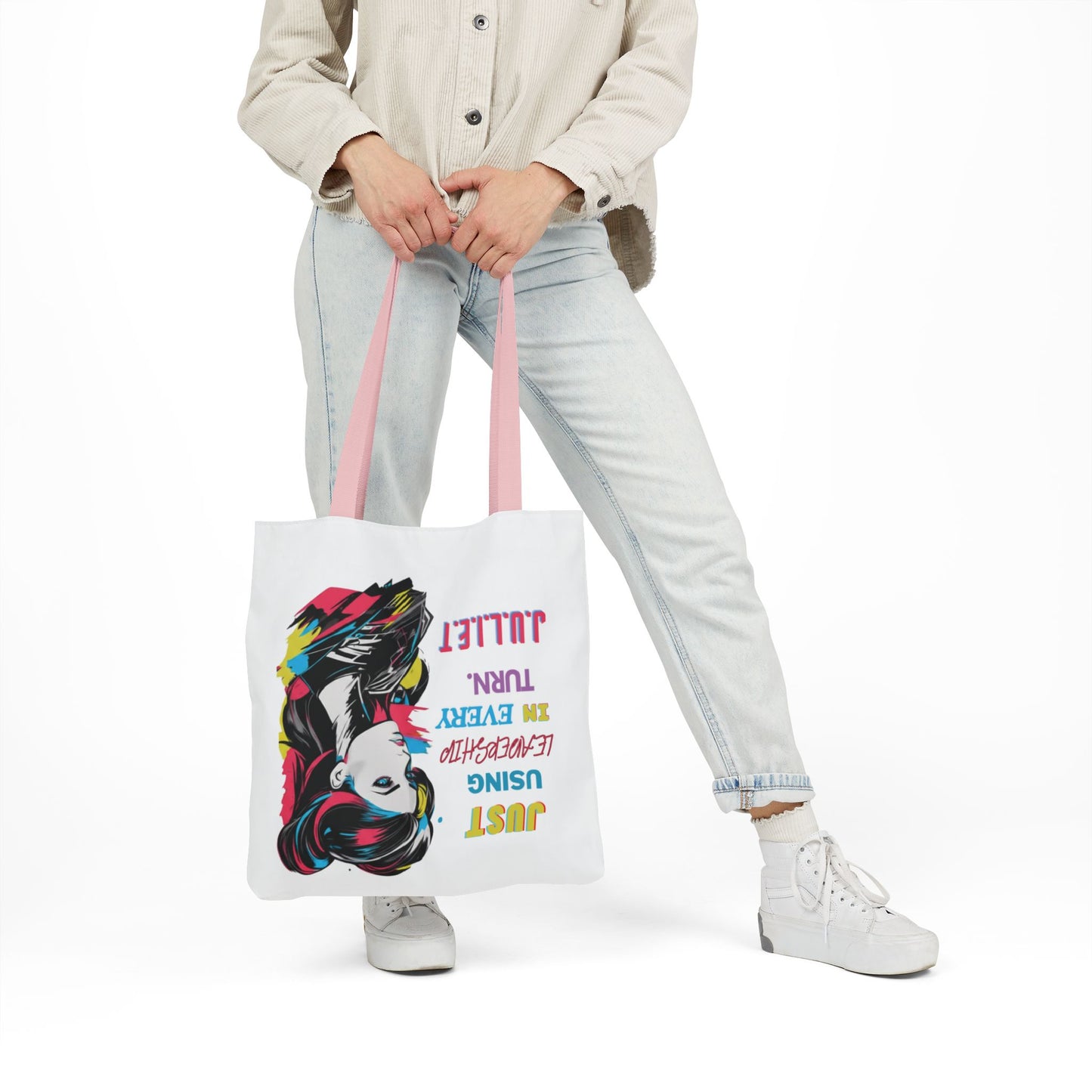 Personalized Initial Quote Cosmetic Colorful Girl Tote Custom Name