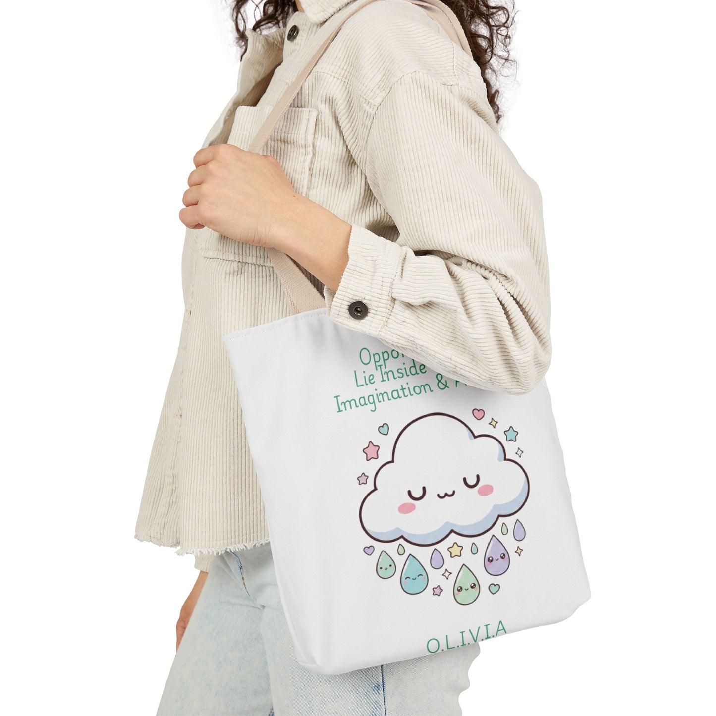 Personalized Initial Quote Cloud Dripping Canvas Tote Custom Name