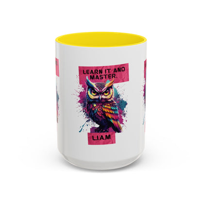 Personalized Initial Owl Accent Coffee Mug