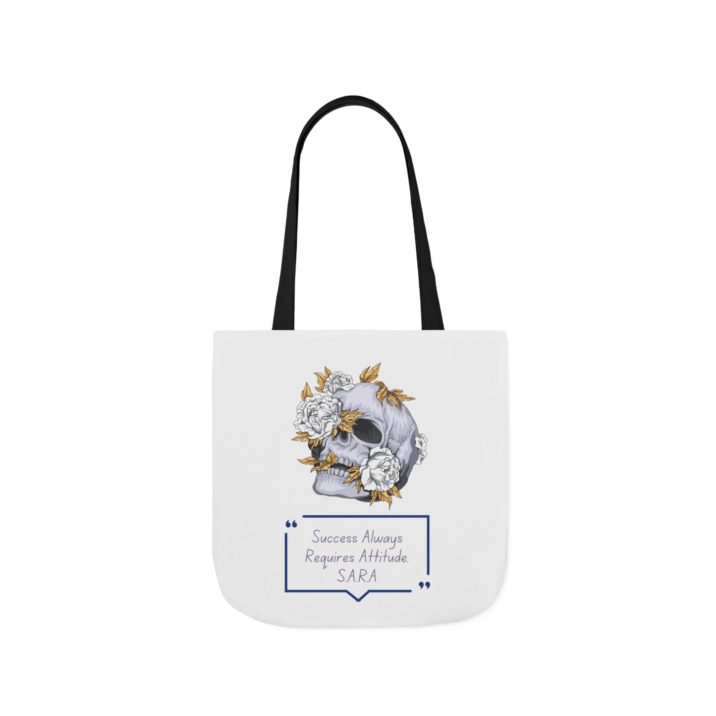 Personalized Initial Quote Floral Skull Canvas Tote Custom Name