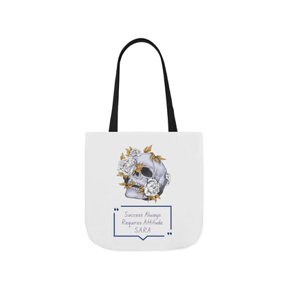 Personalized Initial Quote Floral Skull Canvas Tote Custom Name