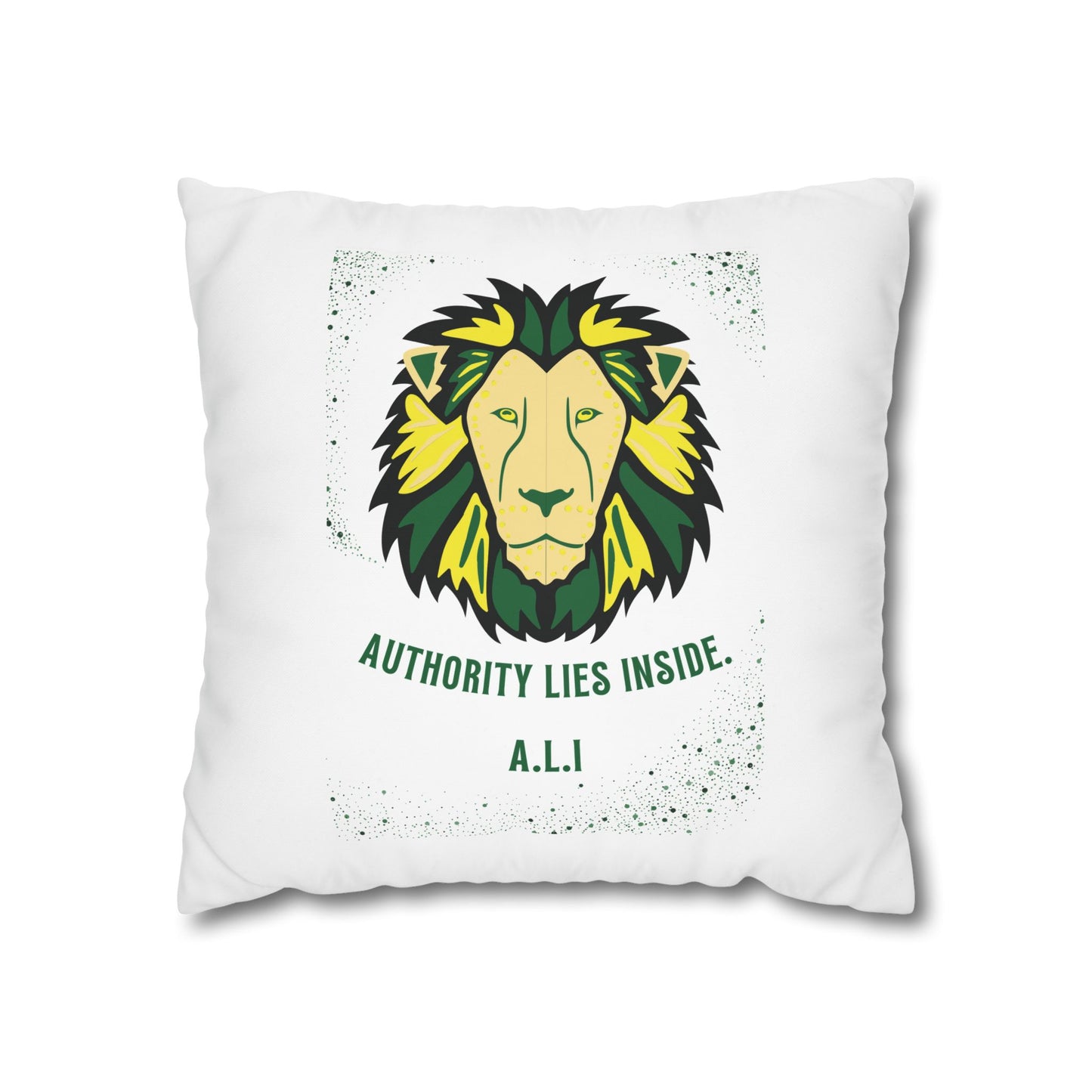 Personalized Initial Quote Lion — Custom Sayings on Square Poly Canvas Pillowcase