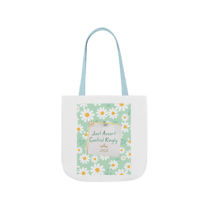 Personalized Initial Quote Floral Inspirational Canvas Tote Custom Name