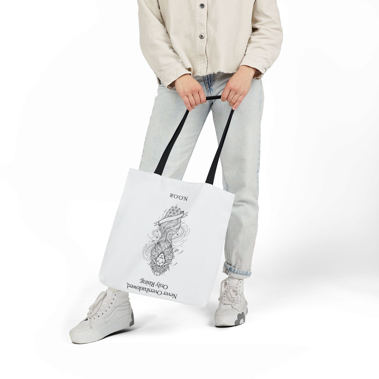 Personalized Initial Quote Girl Lion Canvas Tote Custom Name