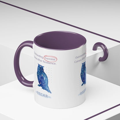 Personalized Initial Galaxy Owl Accent Coffee Mug