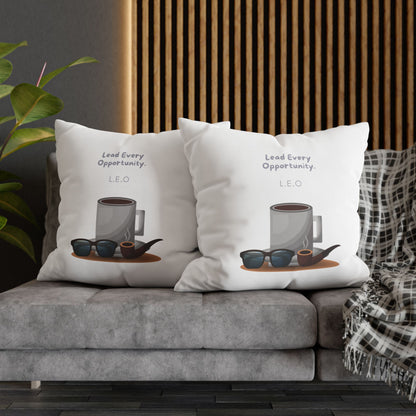 Personalized Initial Quote Coffee and Sunglasses — Custom Sayings on Square Poly Canvas Pillowcase