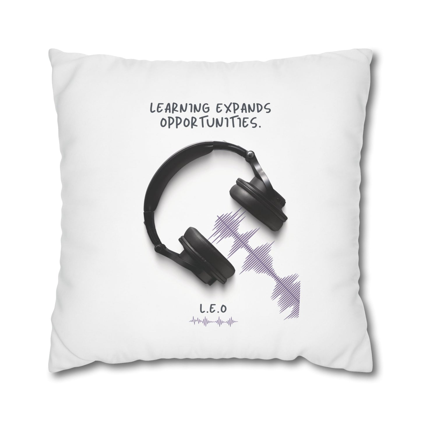 Personalized Initial Quote Headphone — Custom Sayings on Square Poly Canvas Pillowcase