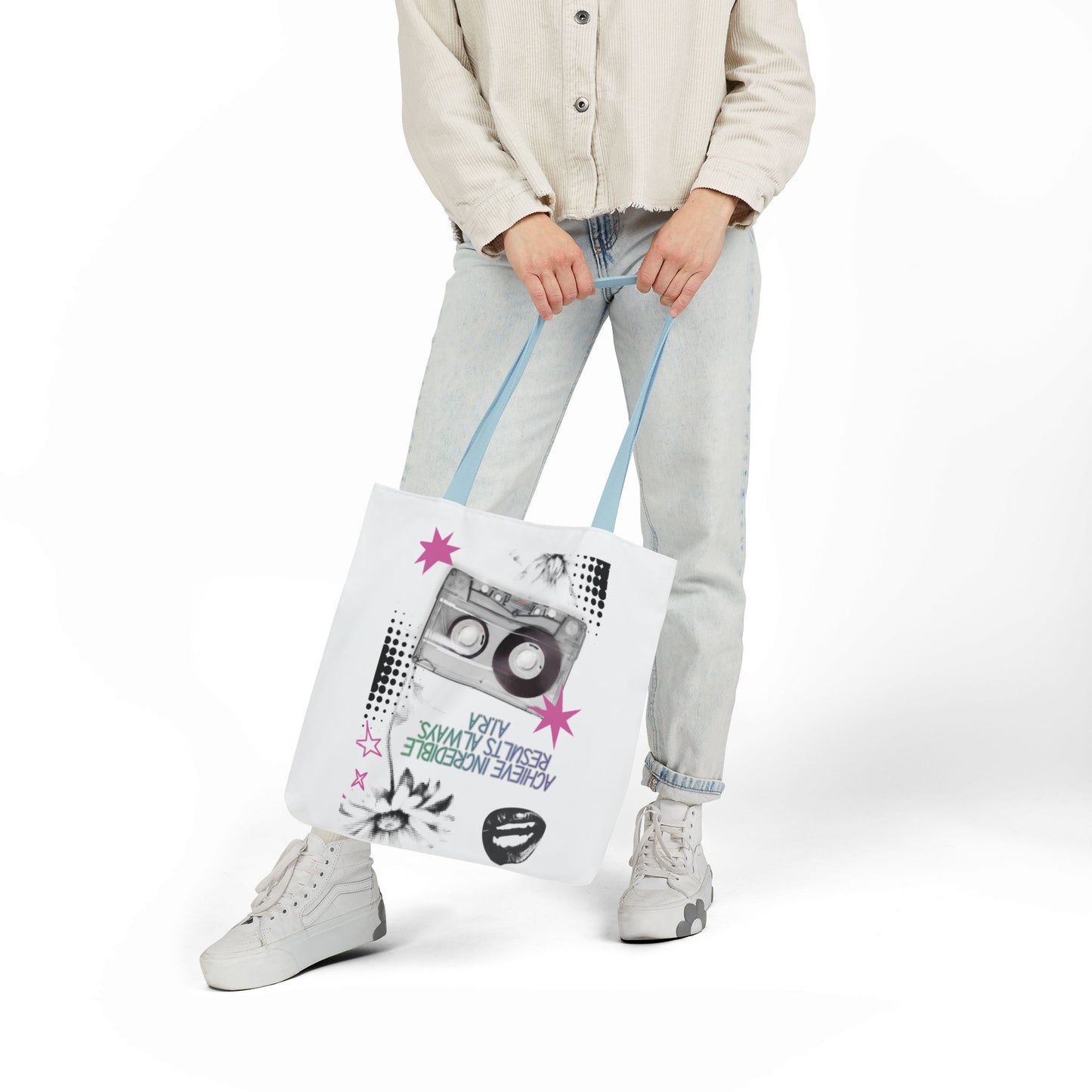 Personalized Initial Quote Cassette Vibes Canvas Tote Custom Name