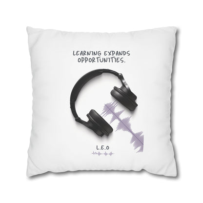 Personalized Initial Quote Headphone — Custom Sayings on Square Poly Canvas Pillowcase