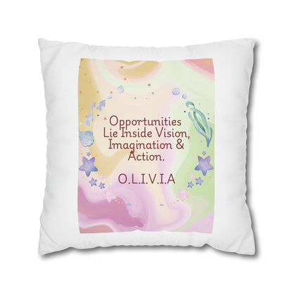 Personalized Initial Quote Ocean Theme — Custom Sayings on Square Poly Canvas Pillowcase