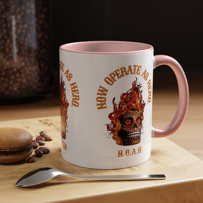 Personalized Initial Fire Skull Accent Coffee Mug