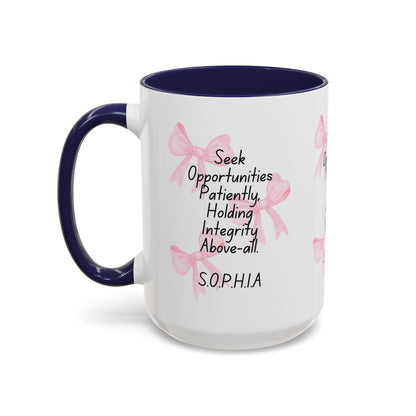Personalized Pink Bow Accent Coffee Mug