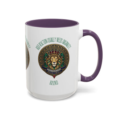 Personalized Initial Circled Lion Accent Coffee Mug