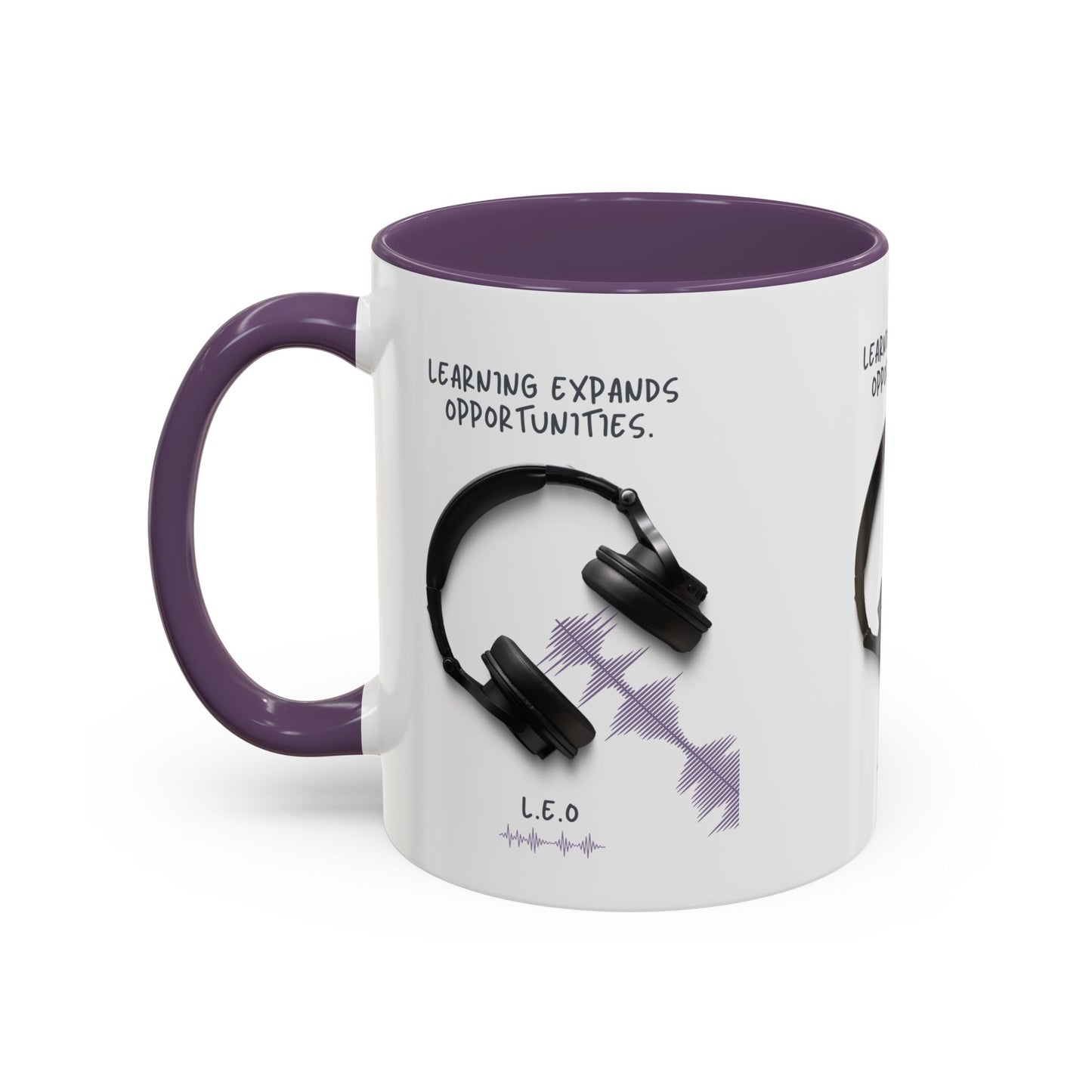 Personalized Initial Headphones Accent Coffee Mug