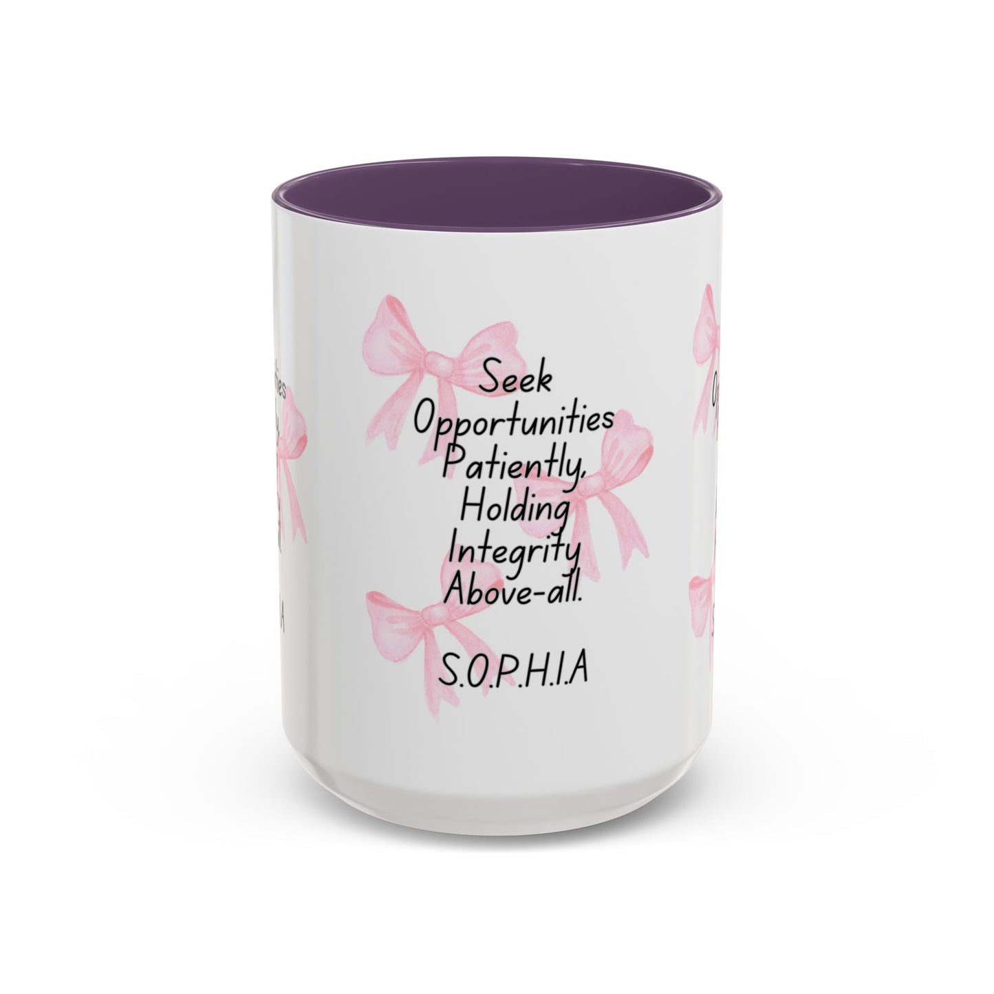 Personalized Pink Bow Accent Coffee Mug