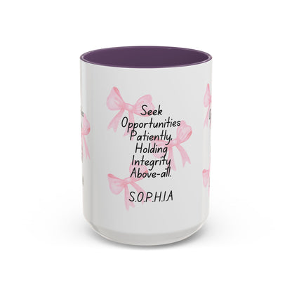 Personalized Pink Bow Accent Coffee Mug