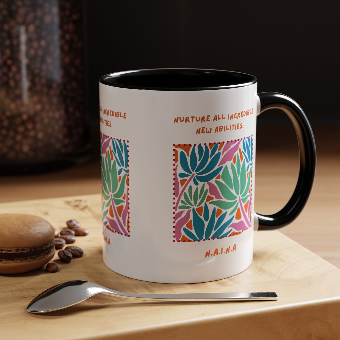 Personalized Initial Floral Momentum Accent Coffee Mug