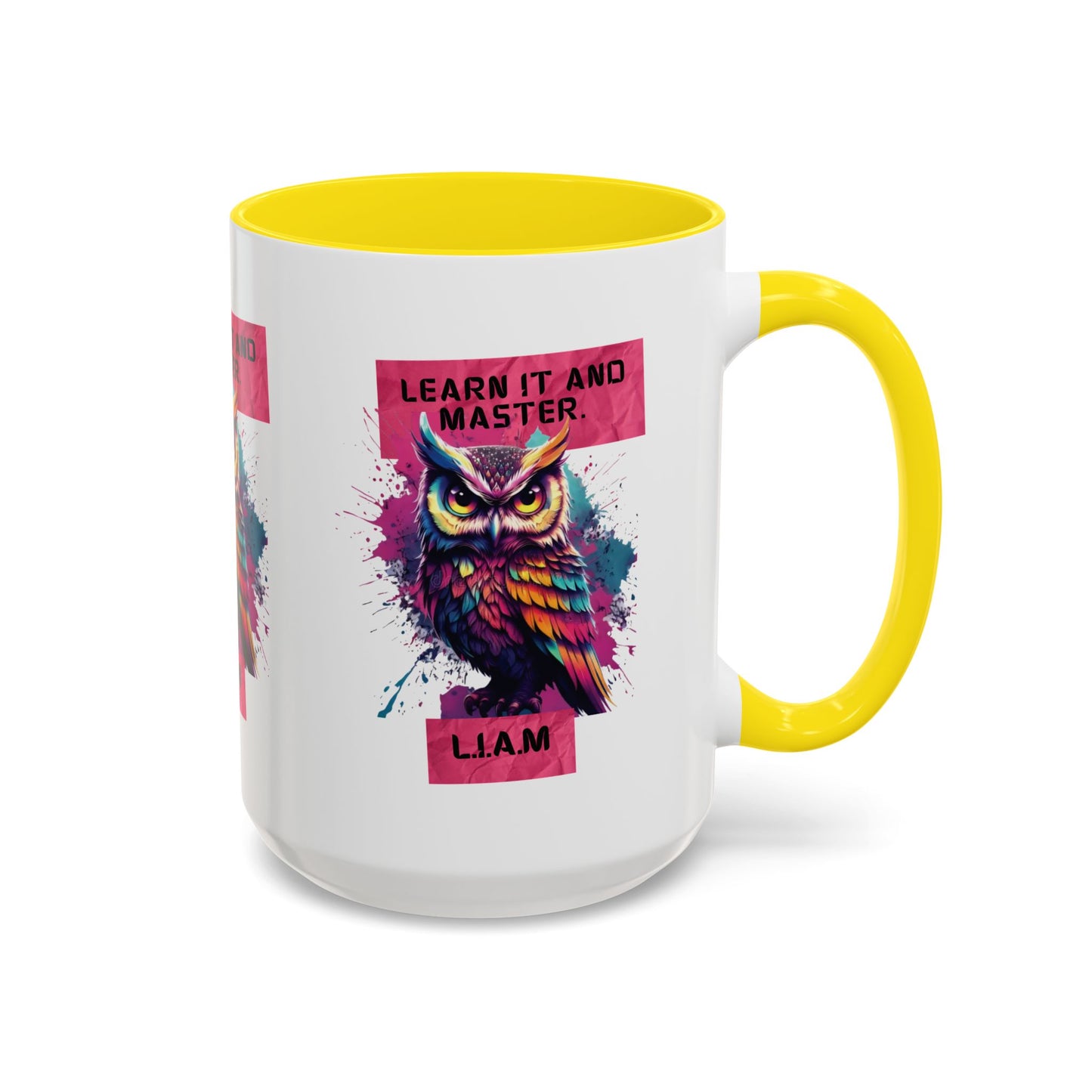 Personalized Initial Owl Accent Coffee Mug