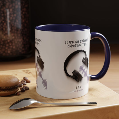 Personalized Initial Headphones Accent Coffee Mug