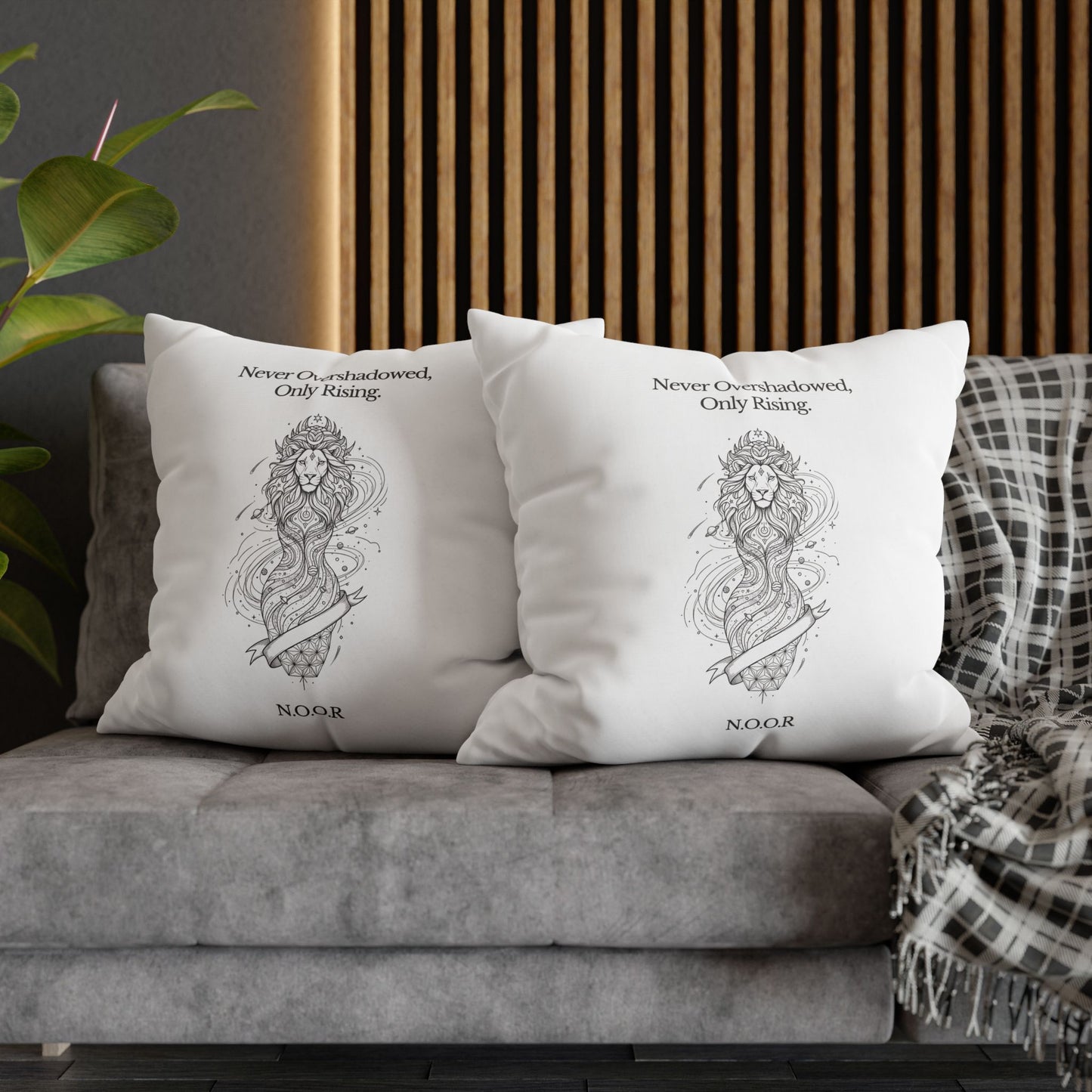 Personalized Initial Quote Girl Lion — Custom Sayings on Square Poly Canvas Pillowcase