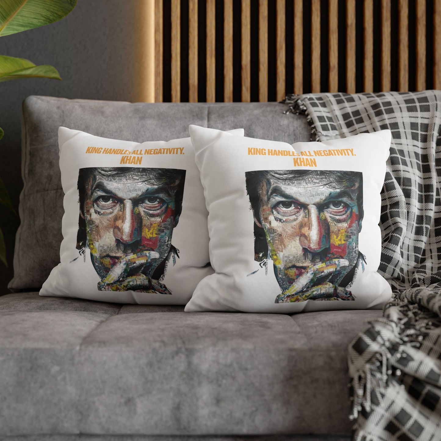 Personalized Initial Quote Khan — Custom Sayings on Square Poly Canvas Pillowcase