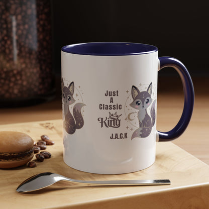 Personalized Initial Fox King Accent Coffee Mug