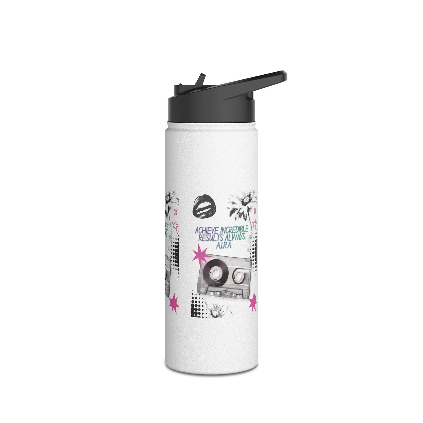Personalized Initial Quote Cassette Stainless Steel Water Bottle