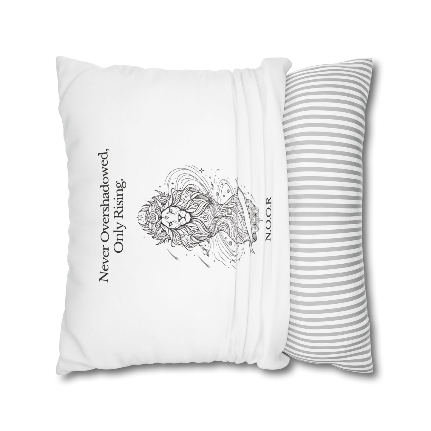 Personalized Initial Quote Girl Lion — Custom Sayings on Square Poly Canvas Pillowcase