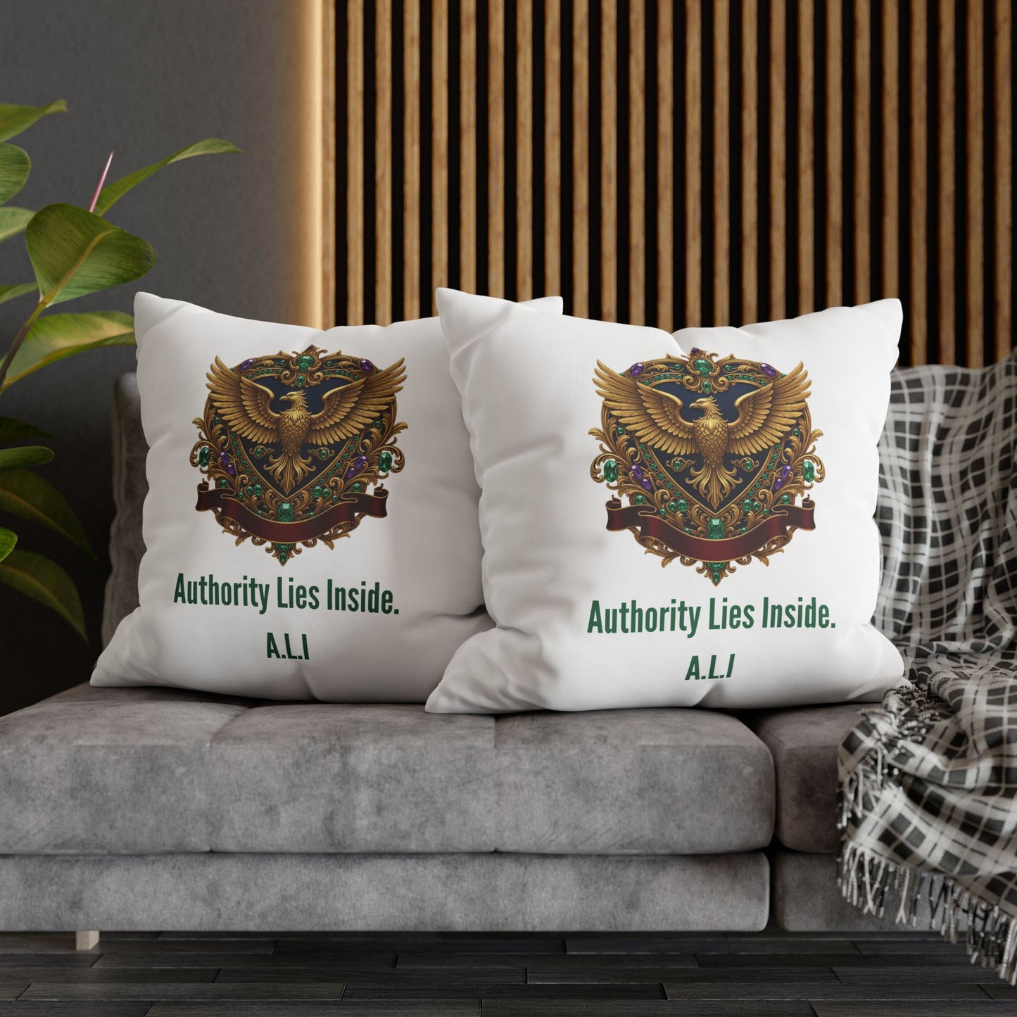 Personalized Initial Quote Eagle — Custom Sayings on Square Poly Canvas Pillowcase