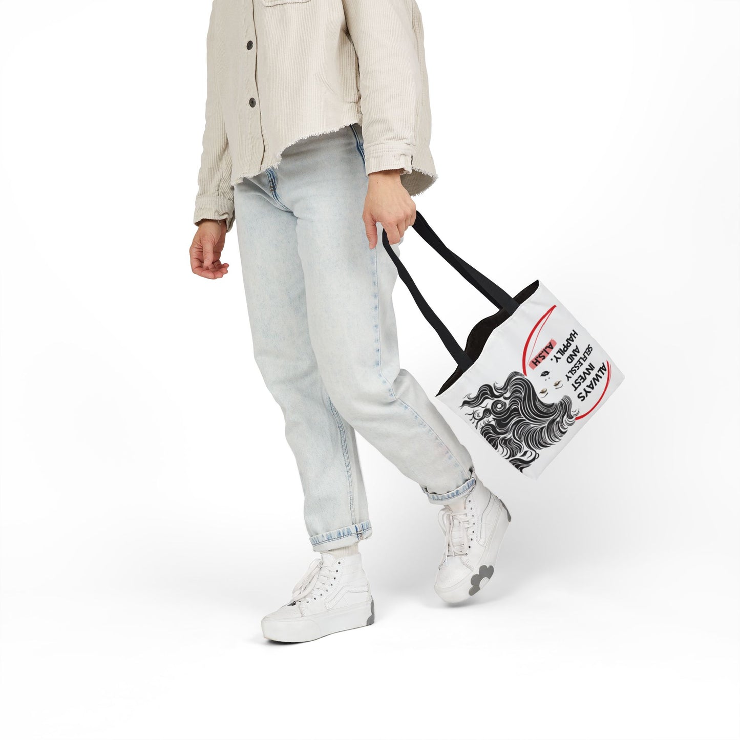 Personalized Initial Quote Inspirational Girl Canvas Tote Custom Name