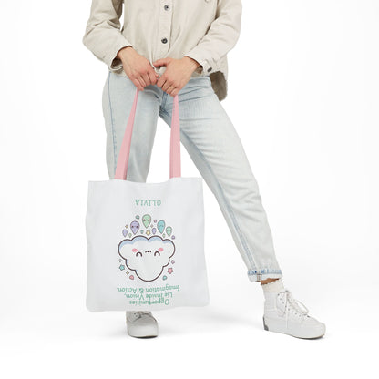 Personalized Initial Quote Cloud Dripping Canvas Tote Custom Name