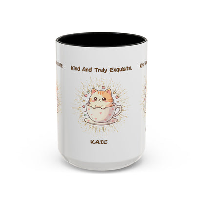 Personalized Initial Exquisite Cat Accent Coffee Mug