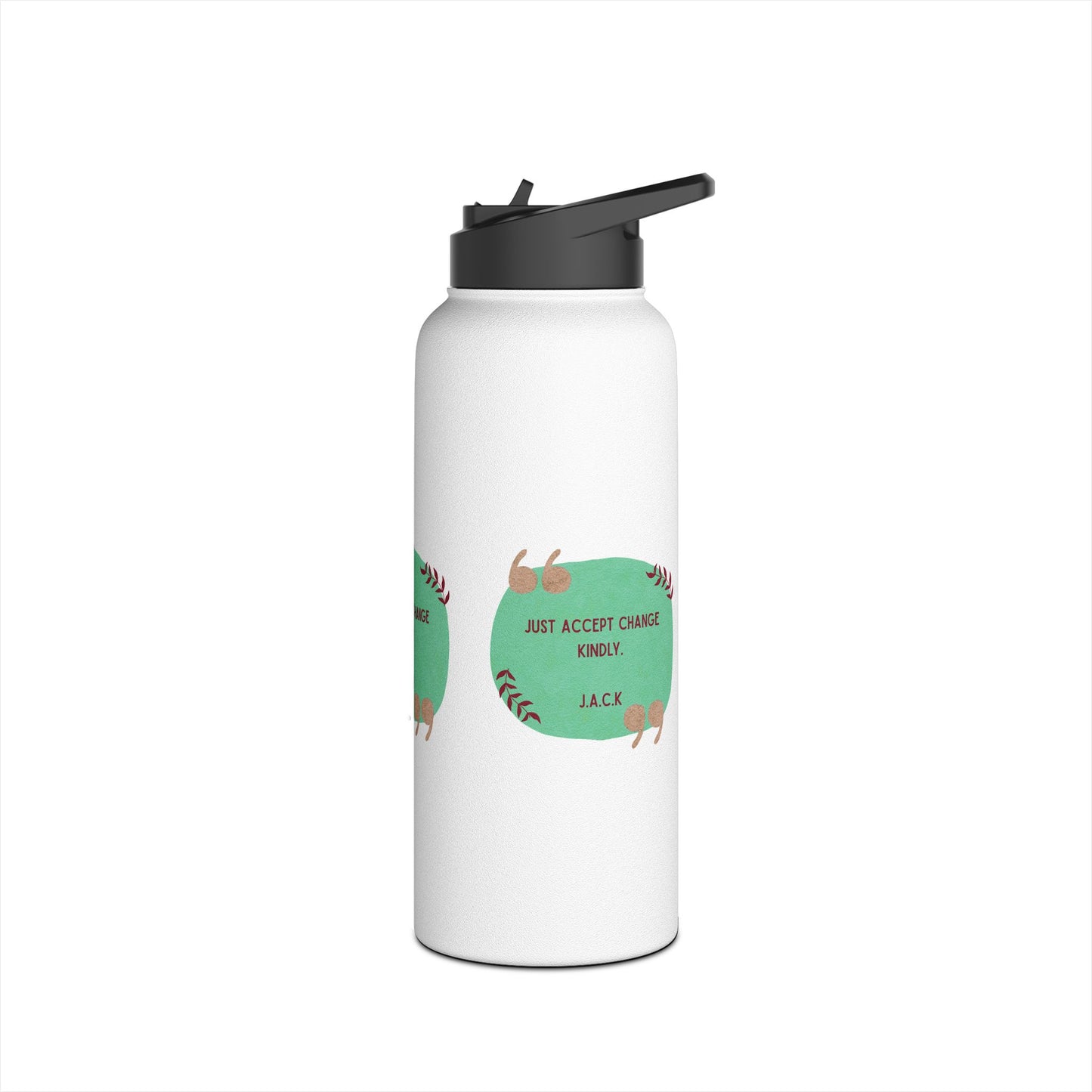 Personalized Initial Quote Oval Note Stainless Steel Water Bottle