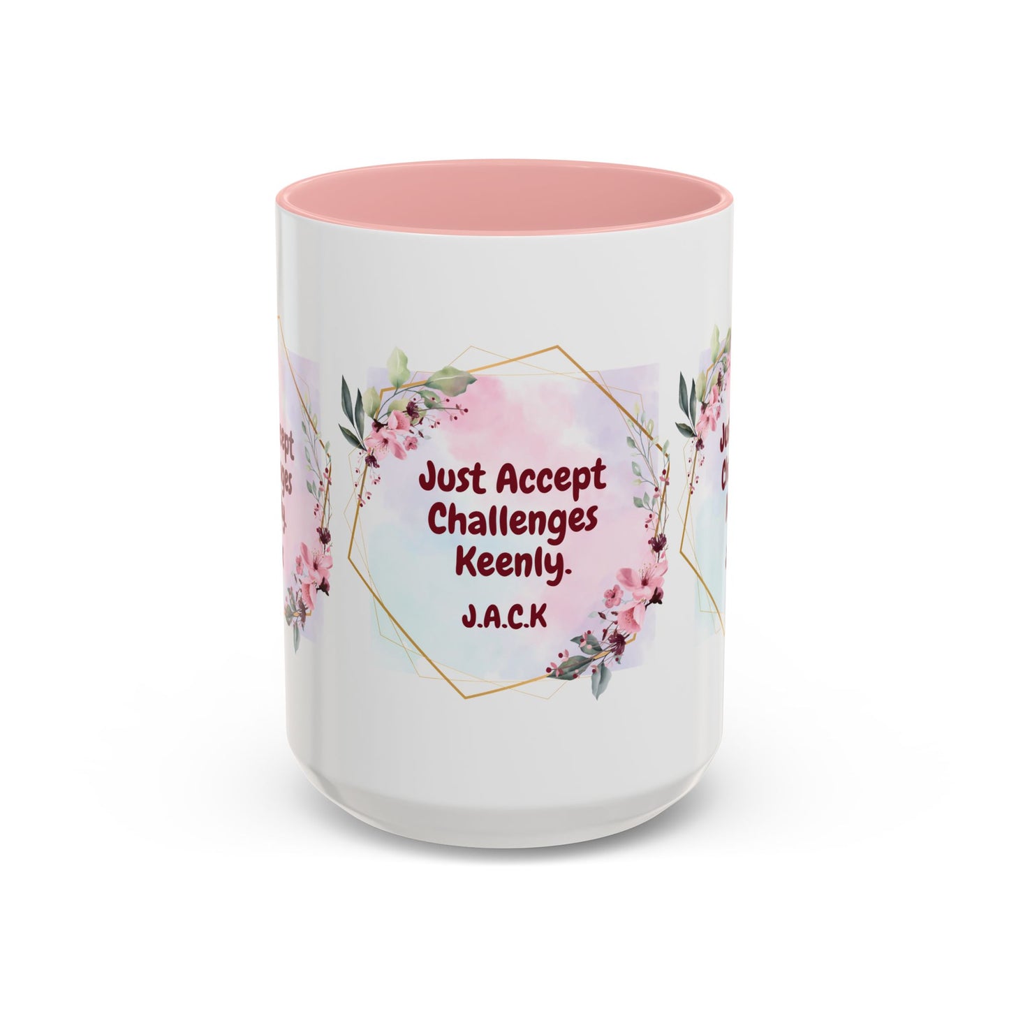 Personalized Floral Frame Accent Coffee Mug