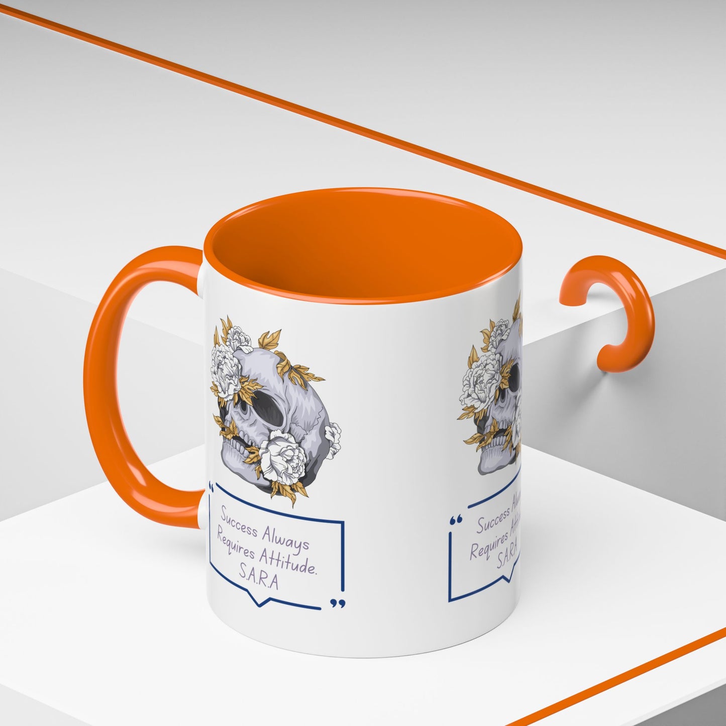 Personalized Initial Floral Skull Accent Coffee Mug