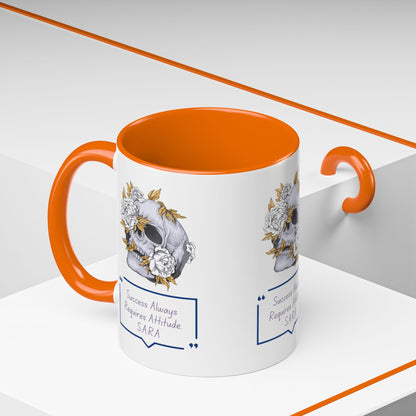 Personalized Initial Floral Skull Accent Coffee Mug