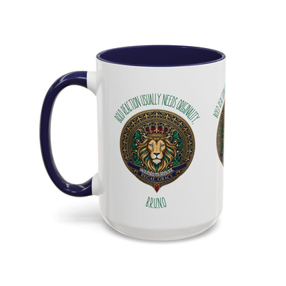 Personalized Initial Circled Lion Accent Coffee Mug